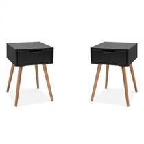 Kit 2 Mesas de Cabeceira Retrô Pés Palito Memphis Laqueado