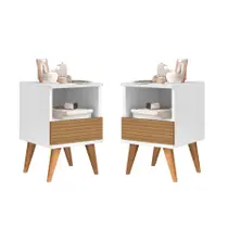 Kit 2 Mesas de Cabeceira Retrô Pix Mesinhas com Gaveta Moderno Criado Quarto Casal Solteiro ENVIA SOMENTE 02 KIT