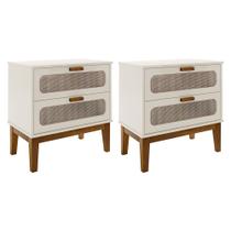 Kit 2 Mesas De Cabeceira Santorini 2 Gavetas 60 Cm Off White Kit 2 Mesas De Cabeceira Santorini 2 Gavetas 60 Cm Off White