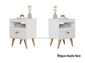 Kit 2 mesas de cabeceira Silmara Plus Com Gaveta Pés Palito - Branco / Nature - Comprar Moveis para sua Casa