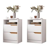 Kit 2 Mesas de Cabeceira Sole 2 Gavetas Flex - Móveis Albatroz Kit 2 Mesas de Cabeceira Sole 2 Gavetas Flex - Móveis Albatroz