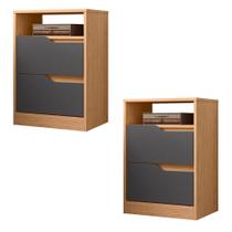 Kit 2 Mesas de Cabeceira Sole com 2 Gavetas e Nicho Kit 2 Mesas de Cabeceira Sole com 2 Gavetas e Nicho