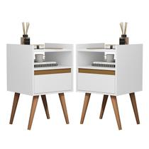 Kit 2 Mesas de Cabeceira Suspensa / Com Pés Palito, Morena cor Branco - MJM Casa dos Moveis