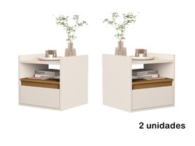 Kit 2 Mesas de Cabeceira suspensa com porta basculante Melina Cores - Comprar Moveis em Casa Kit 2 Mesas de Cabeceira suspensa com porta basculante Melina Cores - Comprar Moveis em Casa