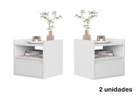 Kit 2 Mesas de Cabeceira suspensa com porta basculante Melina Cores - Comprar Moveis para sua Casa