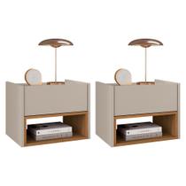 Kit 2 Mesas de Cabeceira Suspensa Florença 1 Gaveta - Casa D