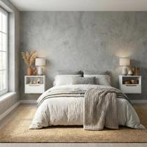 Kit 2 Mesas de Cabeceira Suspensas Branco Pérola