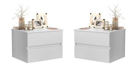KIT 2 Mesas De Cabeceira Suspensas Tóquio 2 Gavetas Criado Flutuante Para Quarto LET Decor