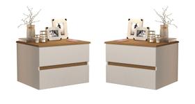 KIT 2 Mesas De Cabeceira Suspensas Tóquio 2 Gavetas Criado Flutuante Para Quarto LET Decor