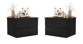 KIT 2 Mesas De Cabeceira Suspensas Tóquio 2 Gavetas Criado Flutuante Para Quarto LET Decor