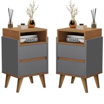 Kit 2 Mesas de Cabeceira Verona Pés Palito 2 Gavetas Cores - Comprar Moveis em Casa Kit 2 Mesas de Cabeceira Verona Pés Palito 2 Gavetas Cores - Comprar Moveis em Casa