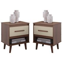Kit 2 Mesas De Cabeceiras 1 Gaveta E Nicho Lima Savana / Off White