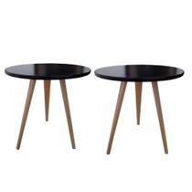 Kit 2 Mesas De Canto Lateral E Apoio Sala Quarto 44 Cm Preto Kit 2 Mesas De Canto Lateral E Apoio Sala Quarto 44 Cm Preto