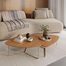Kit 2 Mesas de Centro Orgânica Sala de Estar MDF e Base Aço Dourado Moderna Capri