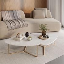 Kit 2 Mesas De Centro Para Sala Design Orgânico Dourada Capri