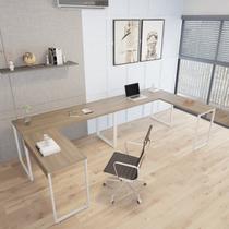 Kit 2 Mesas de Escritório em L Estilo Industrial 1,50mx1,50m Kuadra Kit 2 Mesas de Escritório em L Estilo Industrial 1,50mx1,50m Kuadra