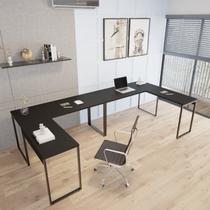 Kit 2 Mesas de Escritório em L Estilo Industrial 1,50mx1,50m Kuadra