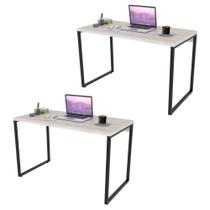 Kit 2 Mesas de Escritório Office 135cm Estilo Industrial Prisma Snow - Mpozenato