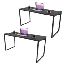 Kit 2 Mesas de Escritório Office 150cm Estilo Industrial Prisma Preto Onix - Mpozenato Kit 2 Mesas de Escritório Office 150cm Estilo Industrial Prisma Preto Onix - Mpozenato