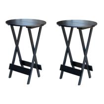 Kit 2 Mesas de Madeira Bistrô Dobravel Ideal para Bar e Restaurante Preto
