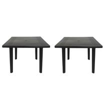 Kit 2 Mesas de Plástico Quadrada 90cm Preta Desmontável Kit 2 Mesas de Plástico Quadrada 90cm Preta Desmontável