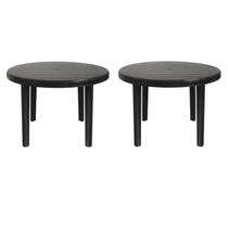 Kit 2 Mesas de Plástico Redonda 94cm Preta Desmontável