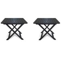 Kit 2 Mesas Dobráveis de Plástico Quadrada 80x72cm Bistrô Preta Kit 2 Mesas Dobráveis de Plástico Quadrada 80x72cm Bistrô Preta