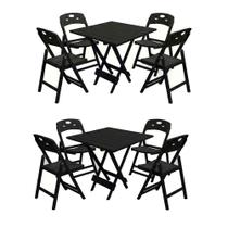 Kit 2 Mesas Dobráveis Elegance 4 Lugares Tampo Madeira 8 Ripas Preto 70x70 Mega Madeira Kit 2 Mesas Dobráveis Elegance 4 Lugares Tampo Madeira 8 Ripas Preto 70x70 Mega Madeira