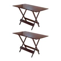 Kit 2 Mesas Dobravel de Madeira 120 X 70 Ideal para Bar e Restaurante - Imbuia Kit 2 Mesas Dobravel de Madeira 120 X 70 Ideal para Bar e Restaurante - Imbuia
