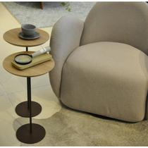 Kit 2 Mesas Laterais KARLA - BAIXA / ALTA, tampo redondo Imerso e base Aço Corten.