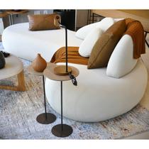 Kit 2 Mesas Laterais KARLA - BAIXA / MÉDIA, tampo redondo Itapuã e base Aço Corten.