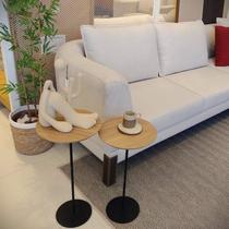 Kit 2 Mesas Laterais Karla - Media/alta, Tampos Redondos Bp Itapoã e Bases Micro Texturizado