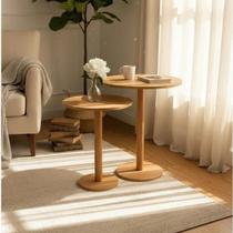 Kit 2 Mesas Laterais Monopé Design Orgânico Tampo 30cm e 40cm Mel