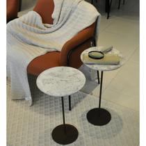 Kit 2 Mesas Laterais NORINA - BAIXA / ALTA, tampo redondo Imerso e base Aço Corten.