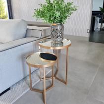 Kit 2 Mesas Lateral com Espelho - Mesinha de Apoio + Cores Kit 2 Mesas Lateral com Espelho - Mesinha de Apoio + Cores