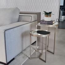 Kit 2 Mesas Lateral com Espelho - Mesinha de Apoio + Cores Kit 2 Mesas Lateral com Espelho - Mesinha de Apoio + Cores