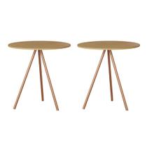 Kit 2 Mesas Lateral Decorativa Gabriela Base Cobre Tampo Redondo Canela Kit 2 Mesas Lateral Decorativa Gabriela Base Cobre Tampo Redondo Canela