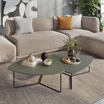 Kit 2 Mesas Mesinhas de Centro para Decoração Sala de Estar Metal Preto Design Orgânico Capri Cor:Ópera