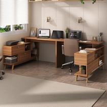 Kit 2 Mesas para Escritório Escrivaninha em L Retrô 136x120cm Nogal Kit 2 Mesas para Escritório Escrivaninha em L Retrô 136x120cm Nogal