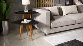 Kit 2 Mesas Sala Lateral e Apoio 3 Pontas Jade Estilo Retro Pés Palito cor Preto - Comprar Moveis em Casa