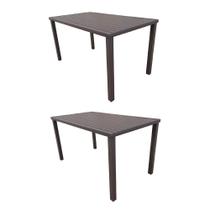 Kit 2 Mesas Tampo Ripado Retangular 1.40X0.80M Alumínio Marrom
