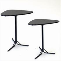 Kit 2 Mesas Triangular Alta para Lanchonete Gourmet Tampo 15mm Industrial 60x60 Chumbo