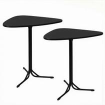 Kit 2 Mesas Triangular Alta para Lanchonete Gourmet Tampo 15mm Industrial 60x60 Preto