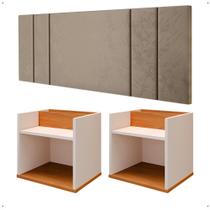Kit 2 Mesinha Divisória Organizadora Suspensa Madri Cabeceira Estofada Cama Box Casal Queen 1,60 Luana