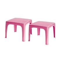 Kit 2 Mesinha Mesa Kids Infantil Rosa 46x38 Cm Plástica Resistente Injeplastec 1700