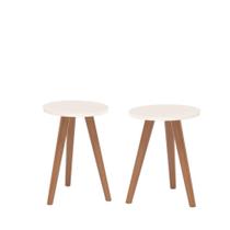 Kit 2 Mesinhas Brancas Com Tampo DE MDF Redondo Kit 2 Mesinhas Brancas Com Tampo DE MDF Redondo