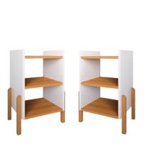 Kit 2 Mesinhas de Cabeceira Sofia Pé de Madeira Divisor de Ambiente Pitura dos Dois Lados Lançamento