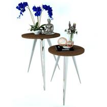 Kit 2 Mesinhas De Canto Redonda Para Sala Quarto C.M SF Kit 2 Mesinhas De Canto Redonda Para Sala Quarto C.M SF