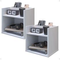 Kit 2 Mesinhas Decorativas Quarto Mesa de Cabeceira Madri Suspensa Divisória Organizadora Nicho - Branco - RPM Móveis Kit 2 Mesinhas Decorativas Quarto Mesa de Cabeceira Madri Suspensa Divisória Organizadora Nicho - Branco - RPM Móveis