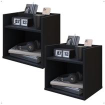 Kit 2 Mesinhas Decorativas Quarto Mesa de Cabeceira Madri Suspensa Divisória Organizadora Nicho - Preto - RPM Móveis Kit 2 Mesinhas Decorativas Quarto Mesa de Cabeceira Madri Suspensa Divisória Organizadora Nicho - Preto - RPM Móveis
